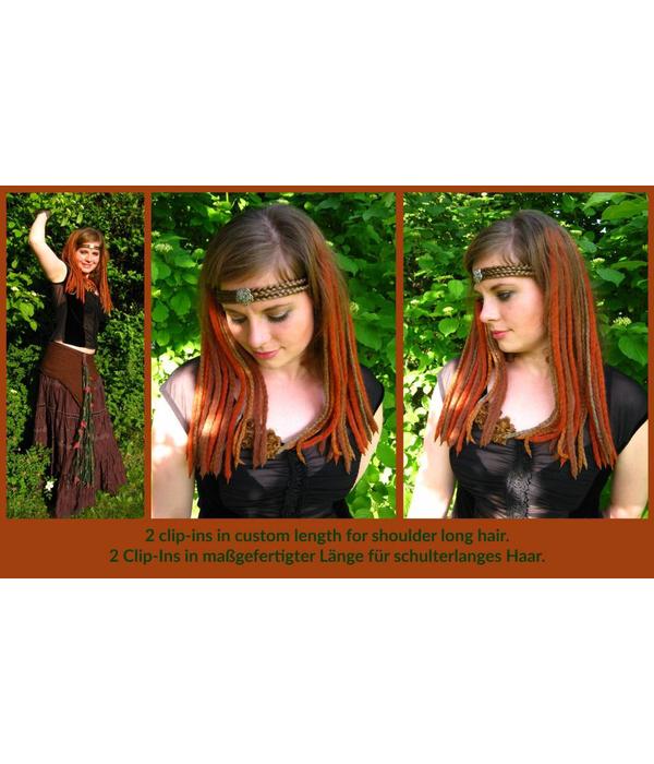 Steampunk Clip-In Dreads, wine red - brown, limited