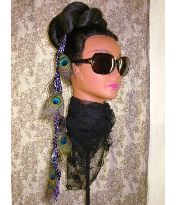 Purple Black Peacock Feather Extensions Ready 2 Ship Magic