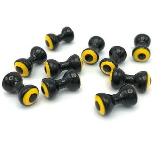 Hareline Dubbin Hareline Double Pupil Eyes - Black with Yellow