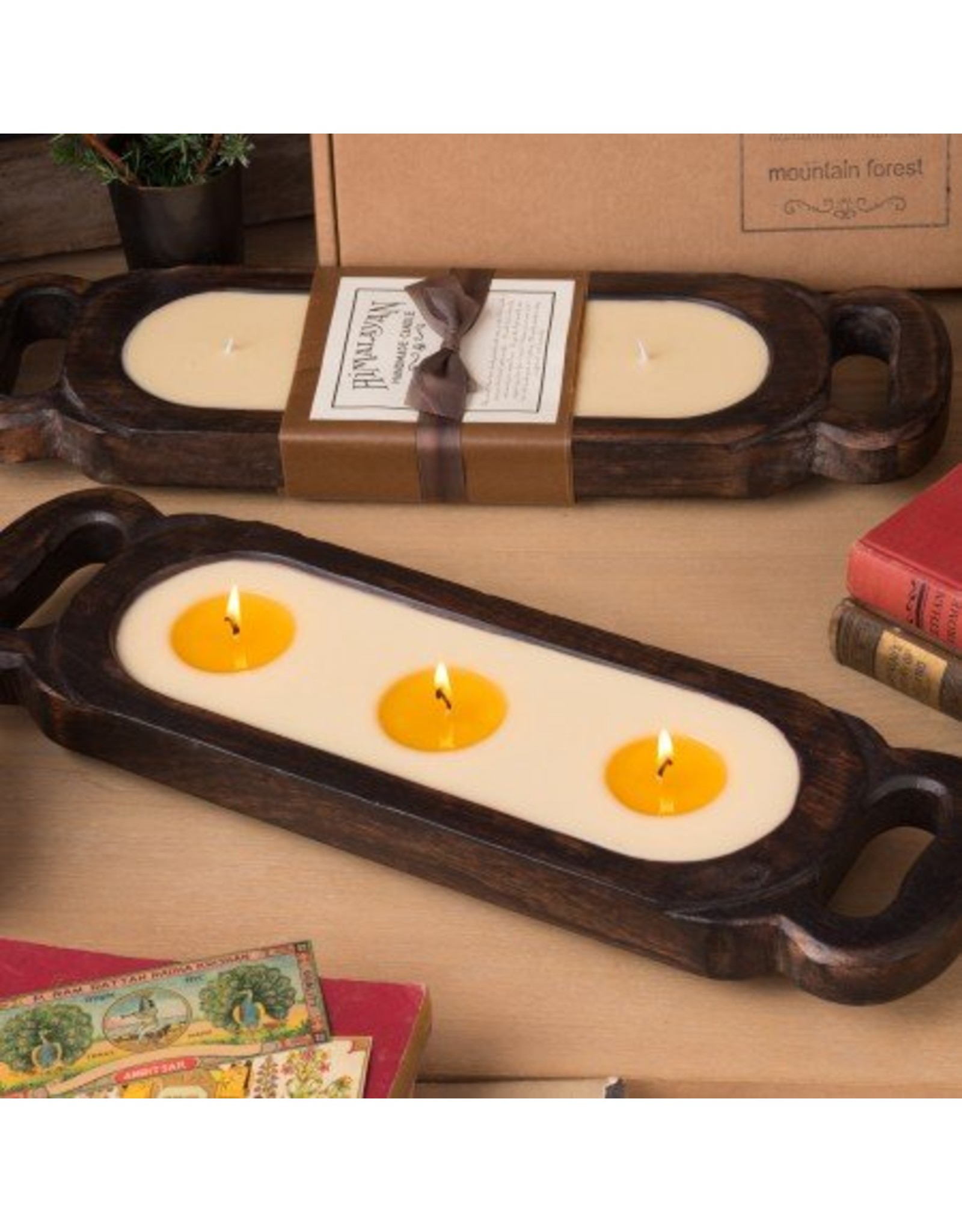 wooden candle tray