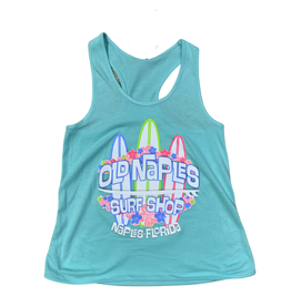 Old Naples Surf Shop ONSS Girls Surfboard Lei Tank Top