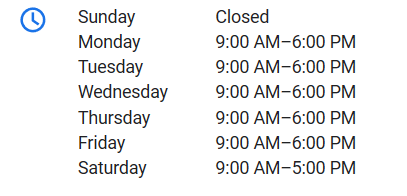 Current Shop Hours