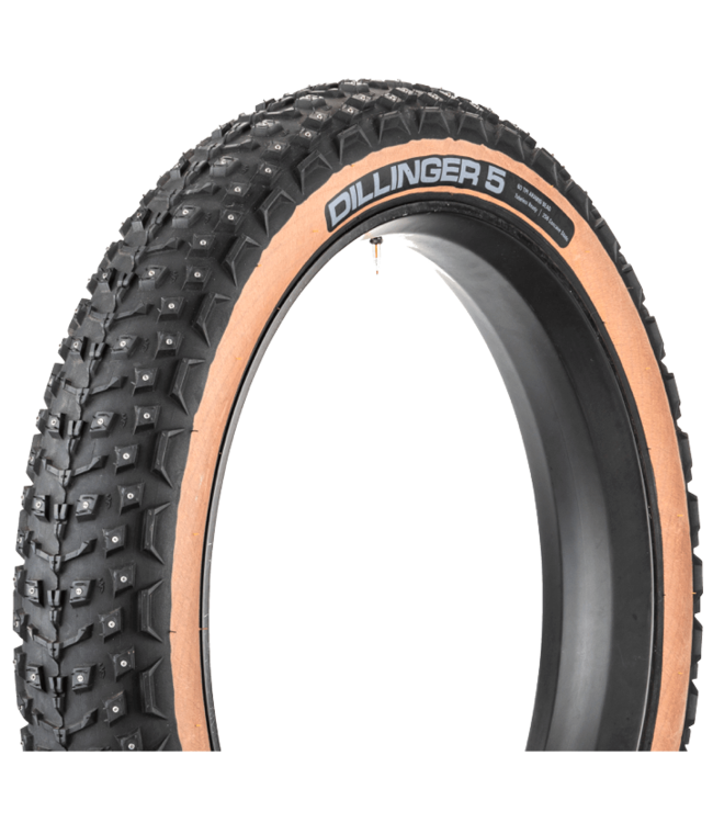 45NRTH Dillinger 5 Tire - 27.5 x 4.5, Tubeless, Folding, Tan, 60tpi, 252 Concave Carbide Aluminum Studs