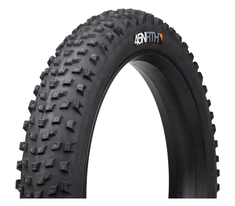 45NRTH Wrathlorde Tire - 26 x 4.2, Tubeless, Folding, Black, 120tpi, 300 XL Concave Carbide Aluminum Studs