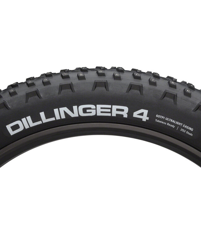 45NRTH Dillinger 4 Tire - 27.5 x 4 Tubeless Folding Black 120tpi 252 Concave Carbide Aluminum Studs