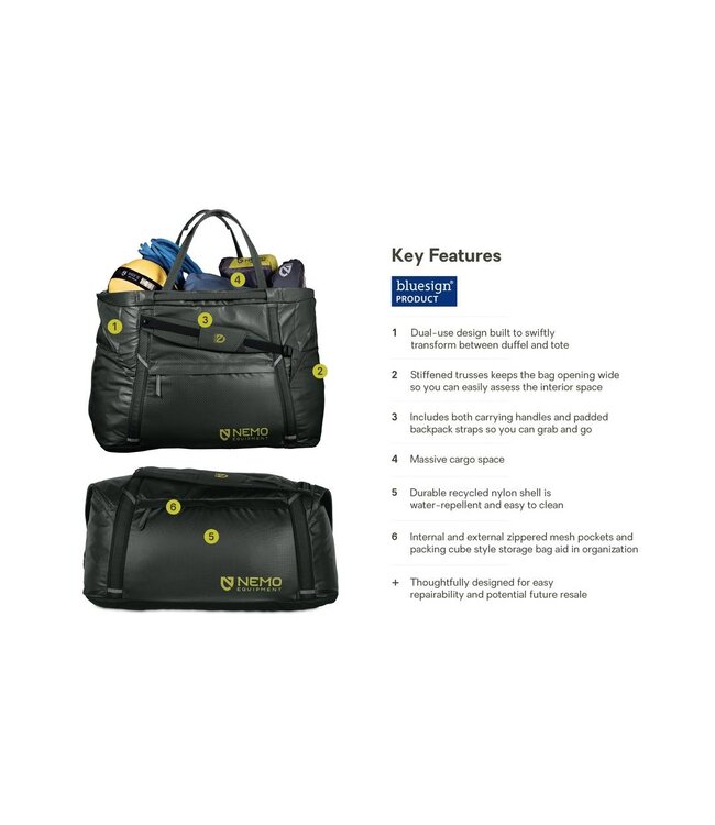 NEMO Equipment 100 L Double Haul™ Convertible Duffel & Tote