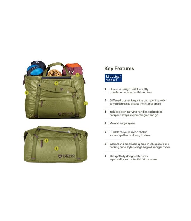NEMO Equipment 70L Double Haul™ Convertible Duffel & Tote