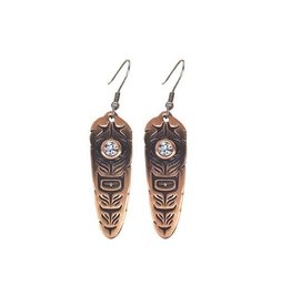 Native Northwest Sacred Feather Copper Earring