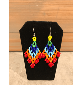 Evans, Amber Red And Blue Beaded Earring