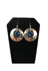 Nancy Dawson Eagle Round/Blue Stone Silver Earring
