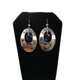 Nancy Dawson Eagle Oval/Blue Stone Silver Earring