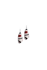 Panabo Sales Satin Silk Triangle Earrings Red/Black