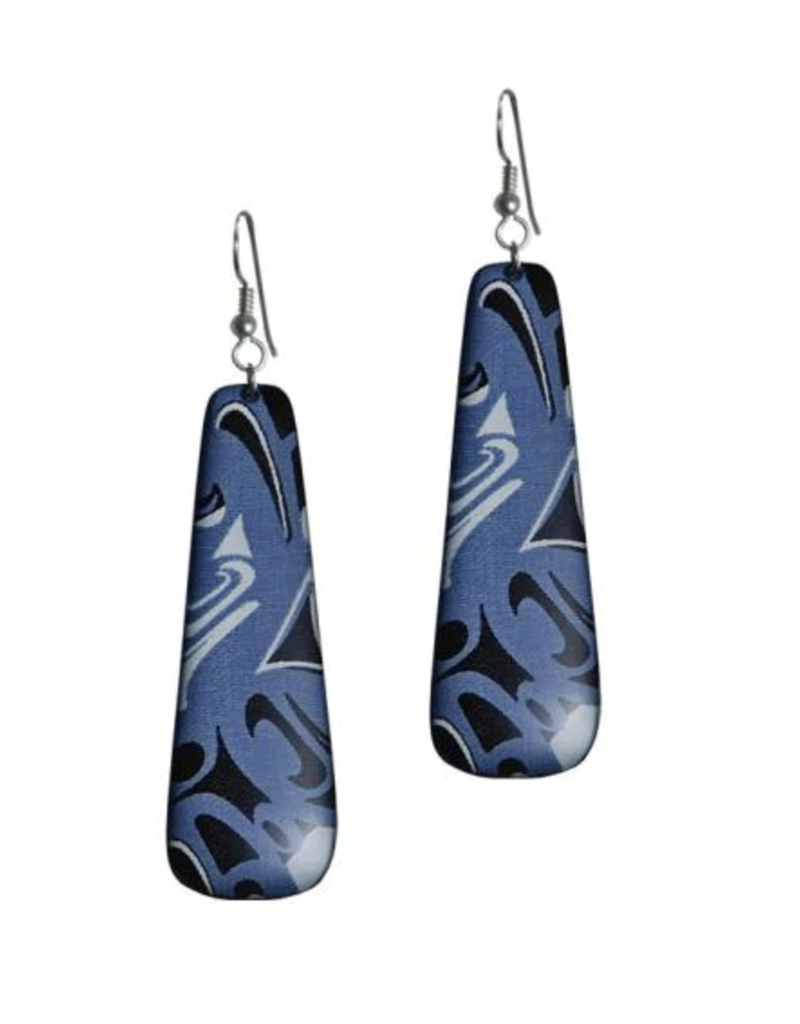 Panabo Satin Silk Drop Earrings Blue