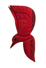 Bambi Smith Hummingbird Carving - Red With Shell Eye