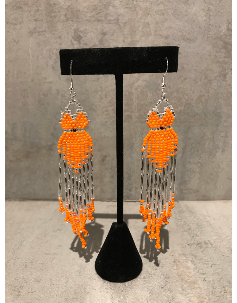 Evans, Amber Orange Dress Fringe Beaded Earrings