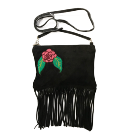Thimleberry Black Suede Rose Beaded Bag