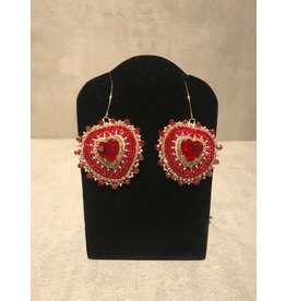 Ashley Thomas Royal Red Beaded Earrings