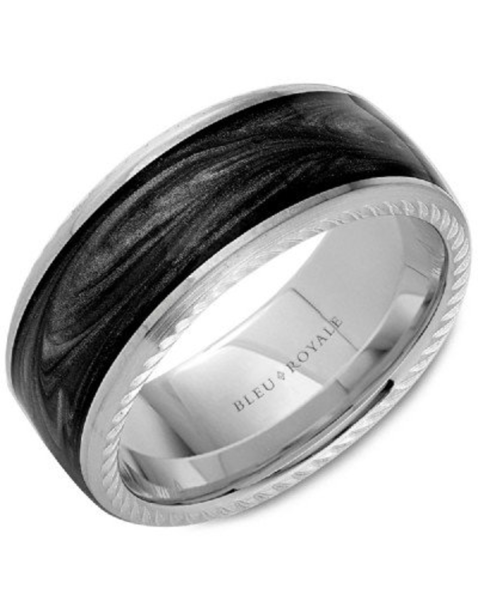 Crown Ring Charcoal Gray Enamal & 14KW Ring (Bleu  Royale)