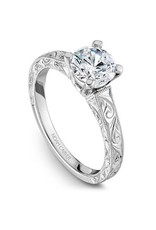 Noam Carver Engraved Solitaire Semi-Mount 14KW Ring By Noam Carver