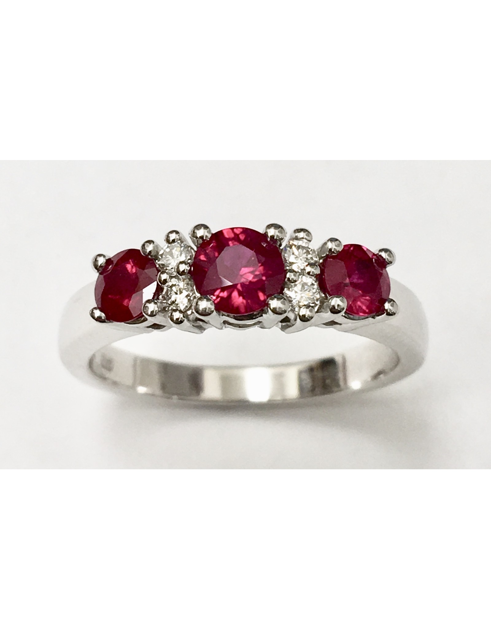 Triple Ruby & Diamond Ring 18KW