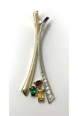 Gemstone & Diamond Pendant 14KWY