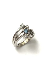 Blue & White Diamond Ring 14KW