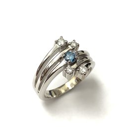 Blue & White Diamond Ring