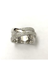 Double Crossover Pave Style Diamond Ring 14KW