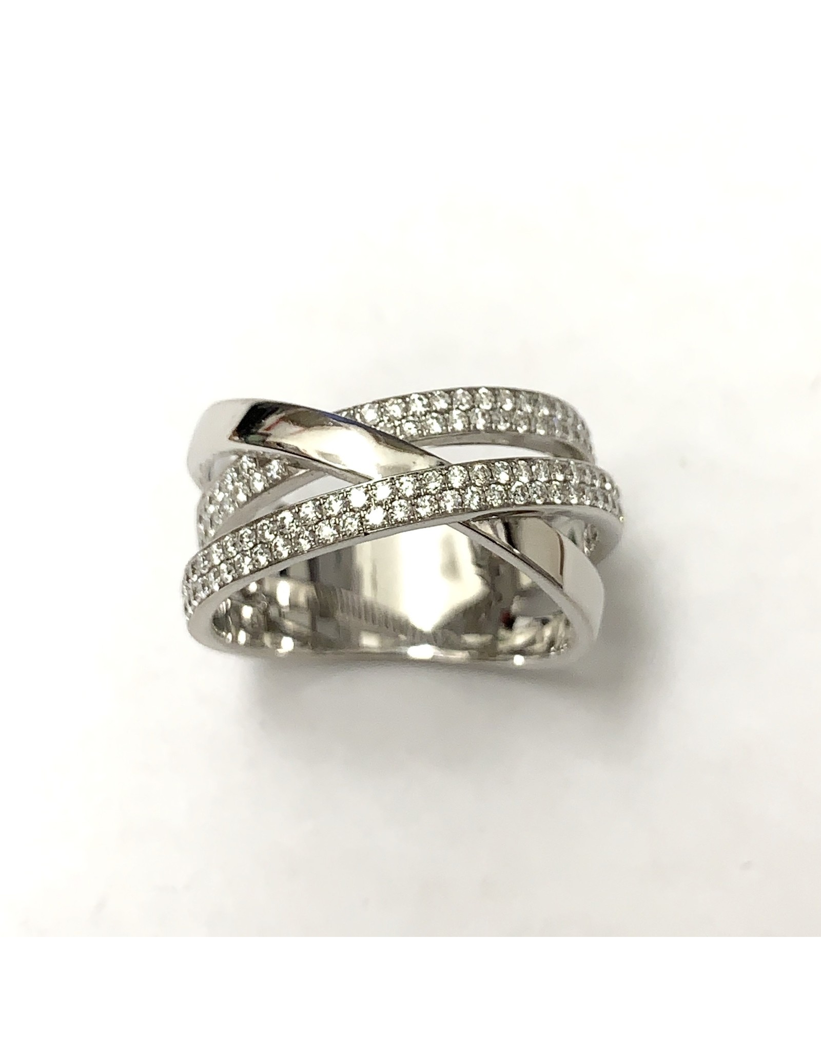 Double Crossover Pave Style Diamond Ring 14KW