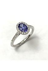 0.75ct Tanzanite & Diamond Halo Ring 14KW