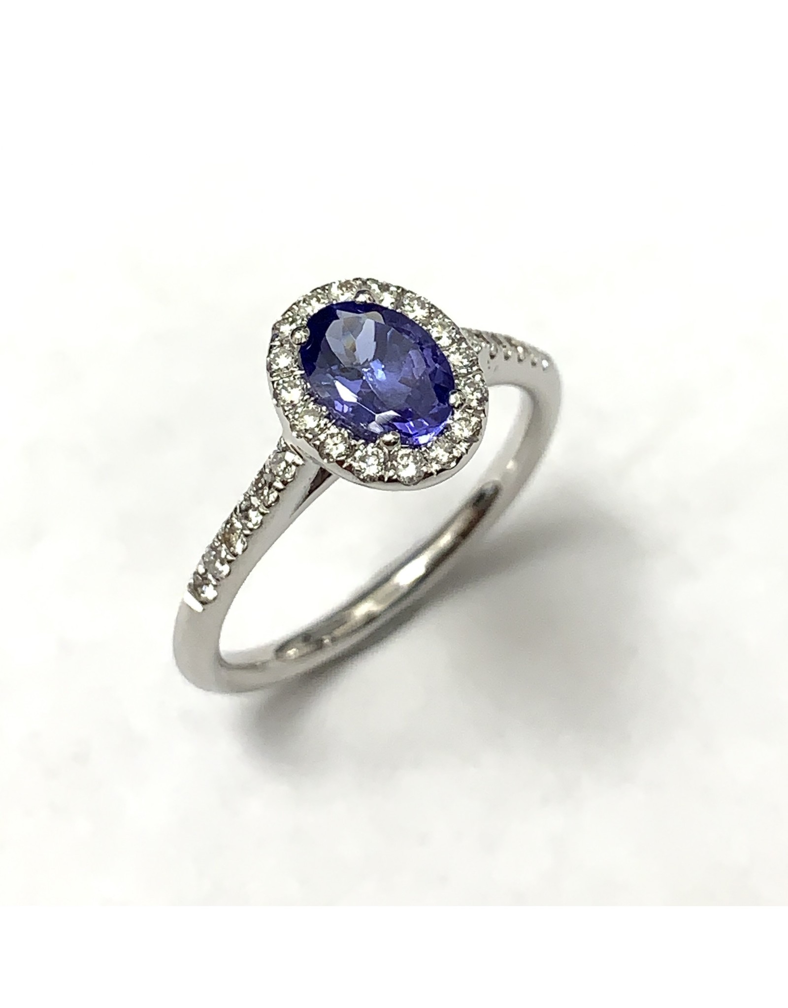 0.75ct Tanzanite & Diamond Halo Ring 14KW