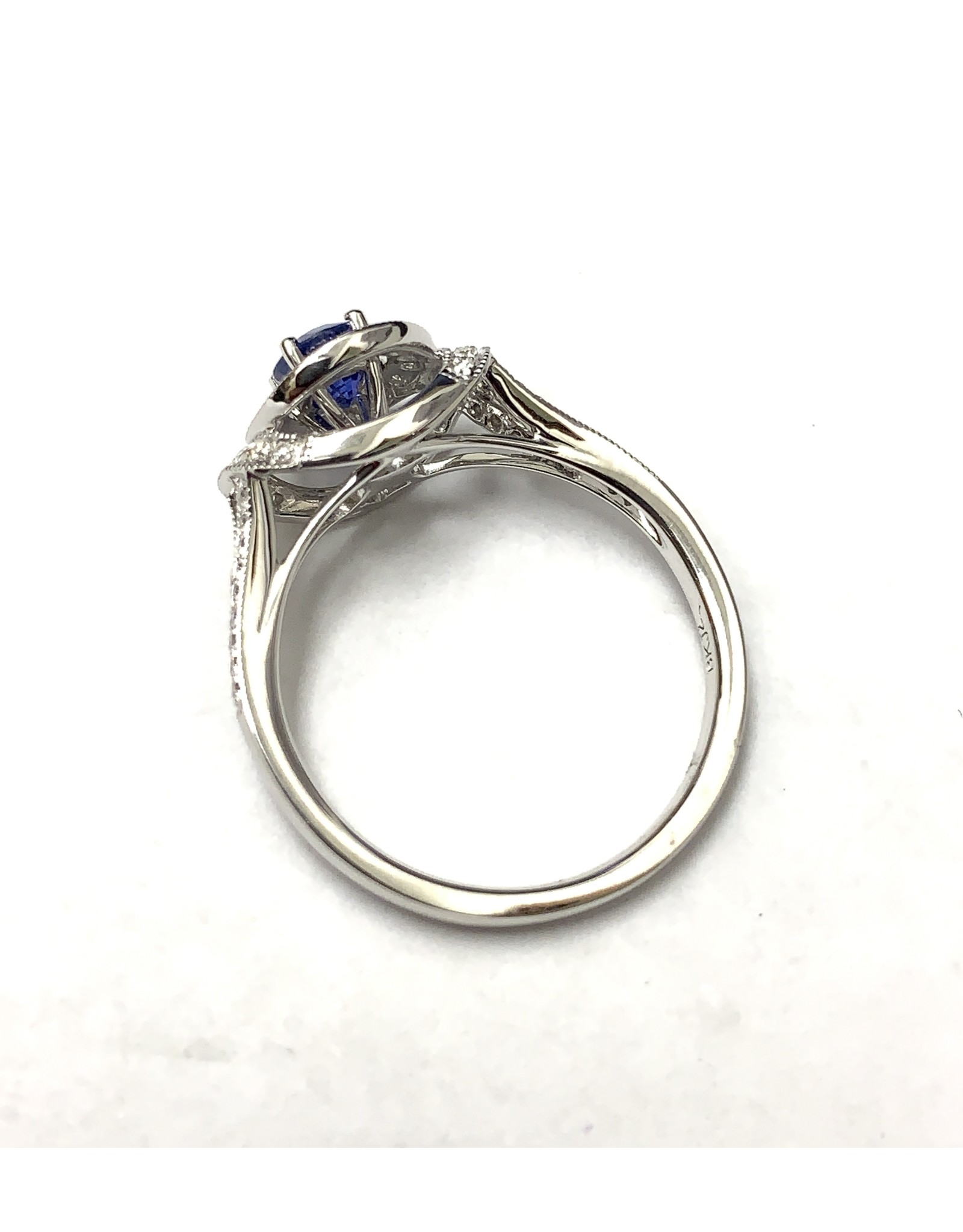 Sapphire & Diamond Fancy Halo Ring 18KW