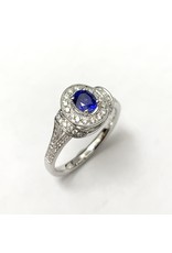 Sapphire & Diamond Fancy Halo Ring 18KW