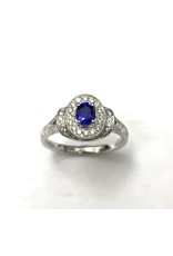 Sapphire & Diamond Fancy Halo Ring 18KW