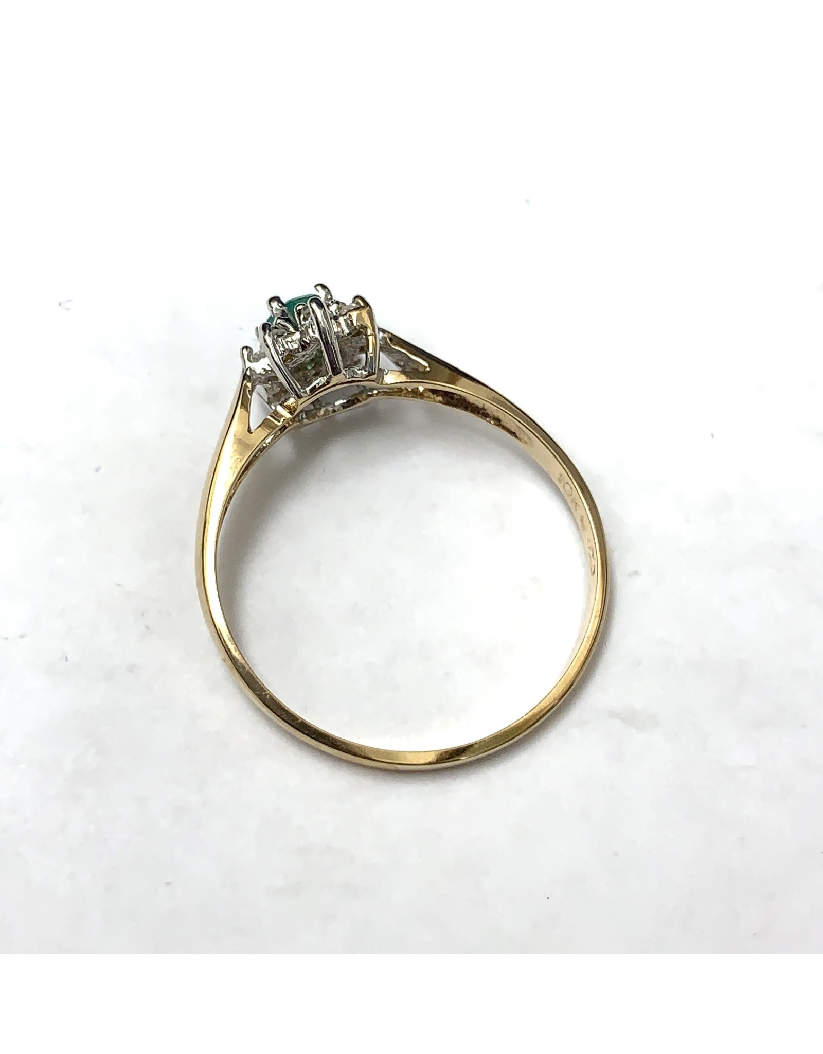 Emerald & Diamond Cluster Ring 10KYW