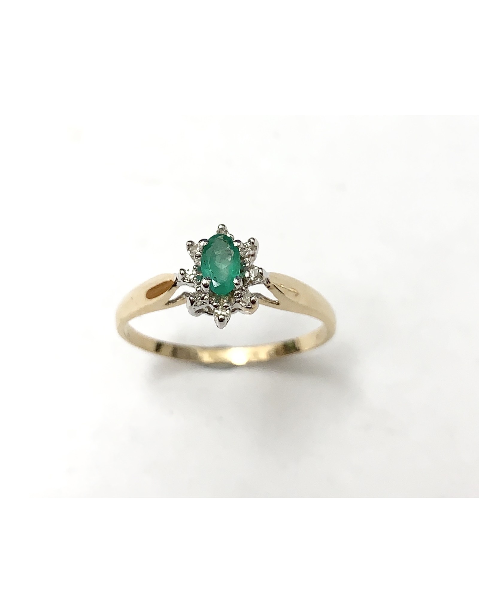 Emerald & Diamond Cluster Ring 10KYW