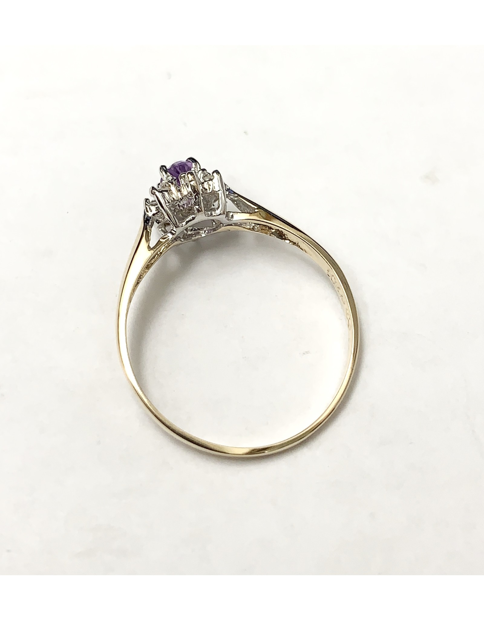 Amethyst & Diamond Cluster Ring 10KYW