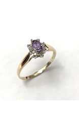 Amethyst & Diamond Cluster Ring 10KYW