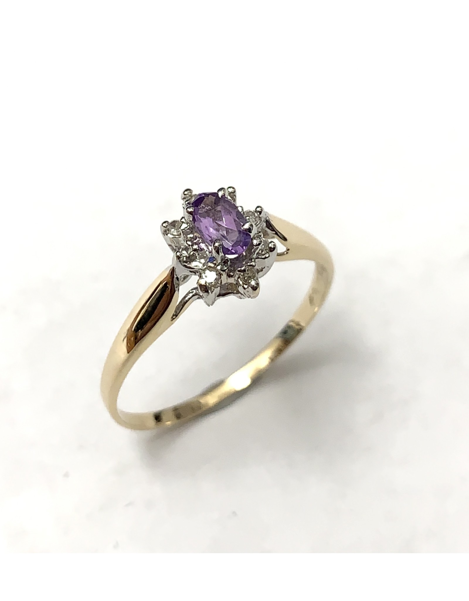 Amethyst & Diamond Cluster Ring 10KYW