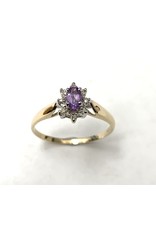 Amethyst & Diamond Cluster Ring 10KYW