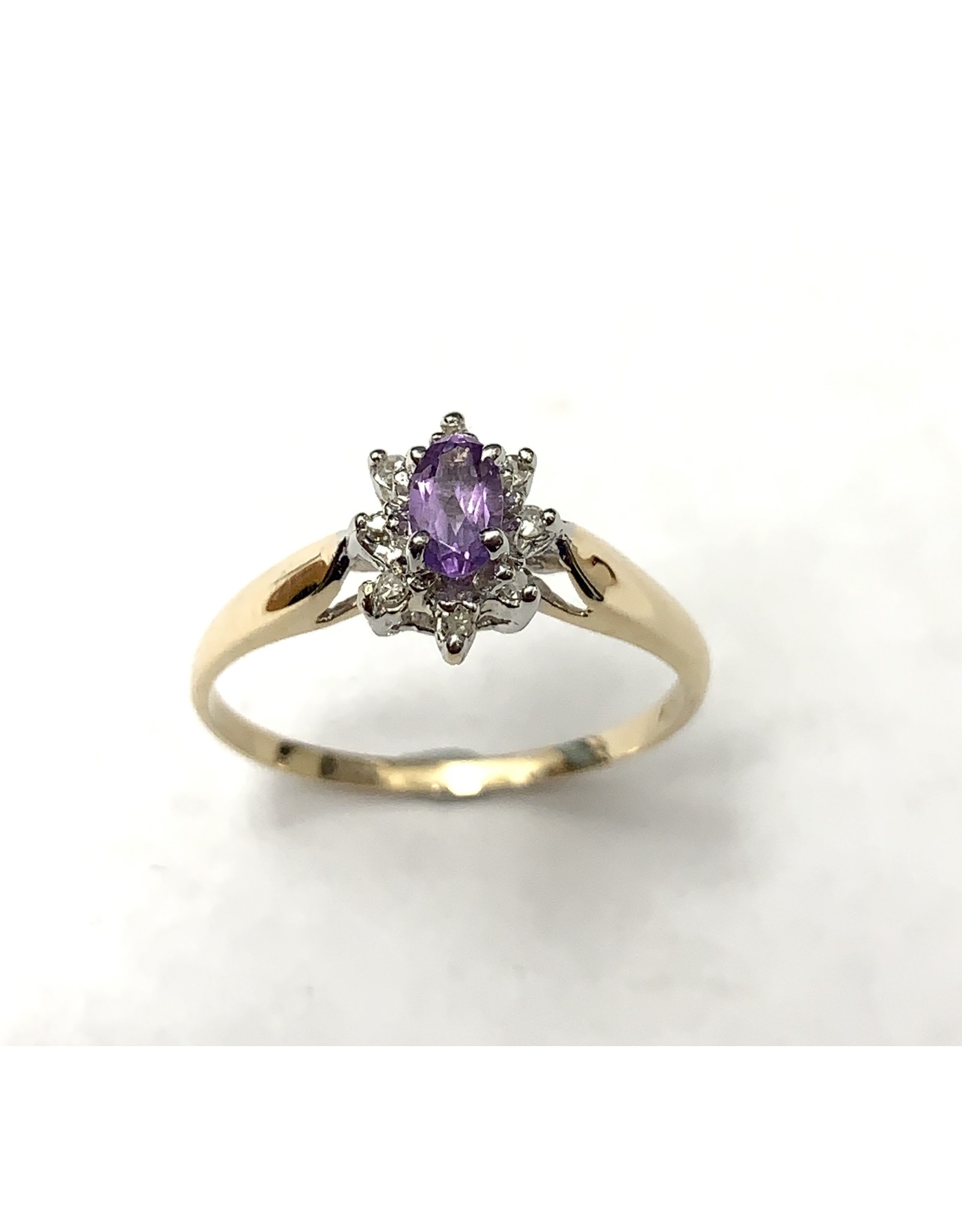 Amethyst & Diamond Cluster Ring 10KYW