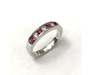Ruby \u0026 Diamond Channel Set Ring 18KW 