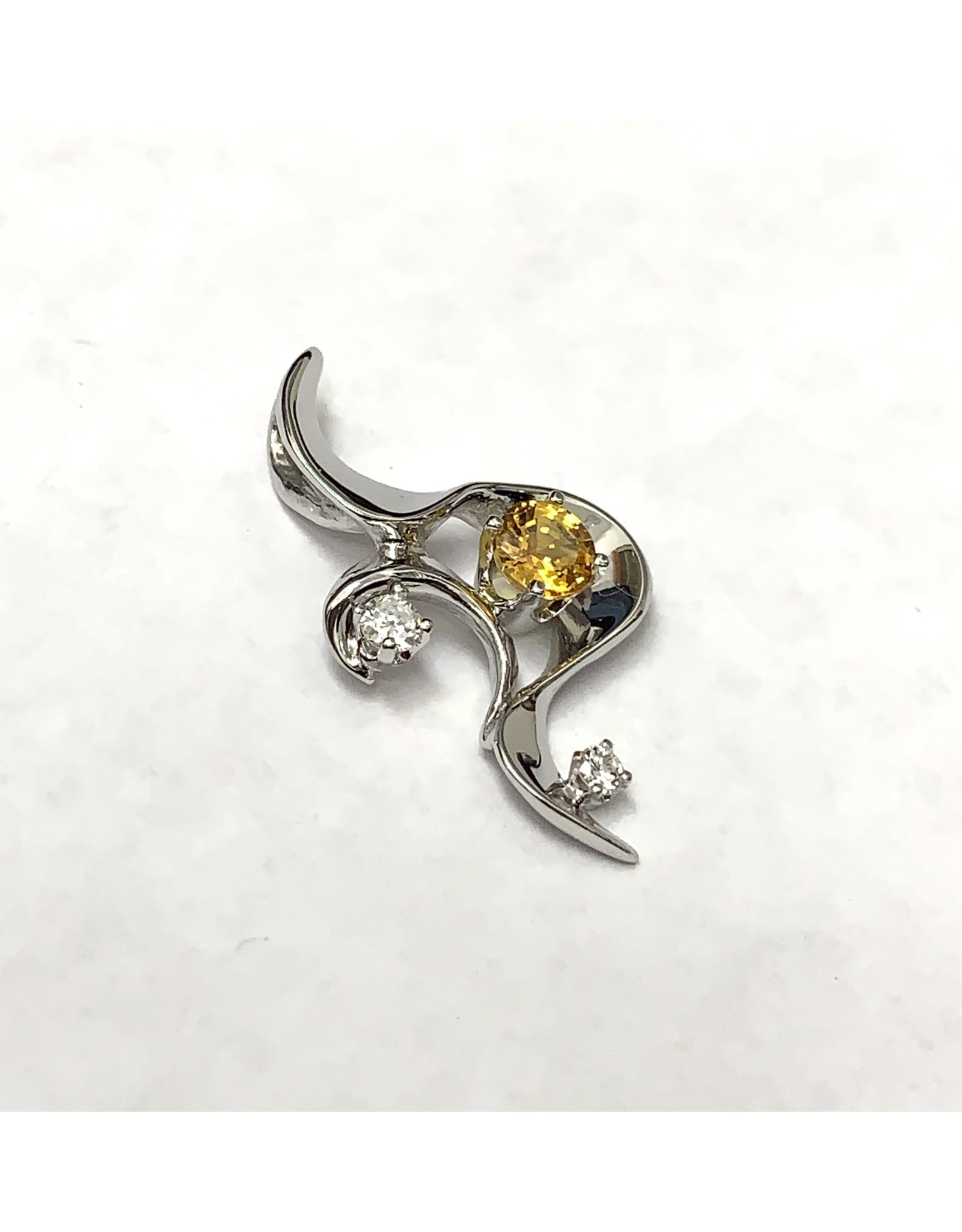 Custom 0.56ct Yellow Sapphire & Diamond Pendant 14KW