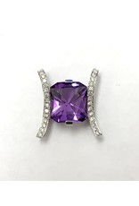 3.24ct Amethyst & Diamond Pendant 14KW