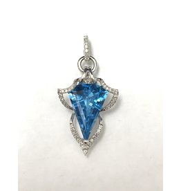 8.50ct Blue Topaz & Diamond Pendant