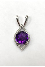 Amethyst & Diamond Pendant 14KW