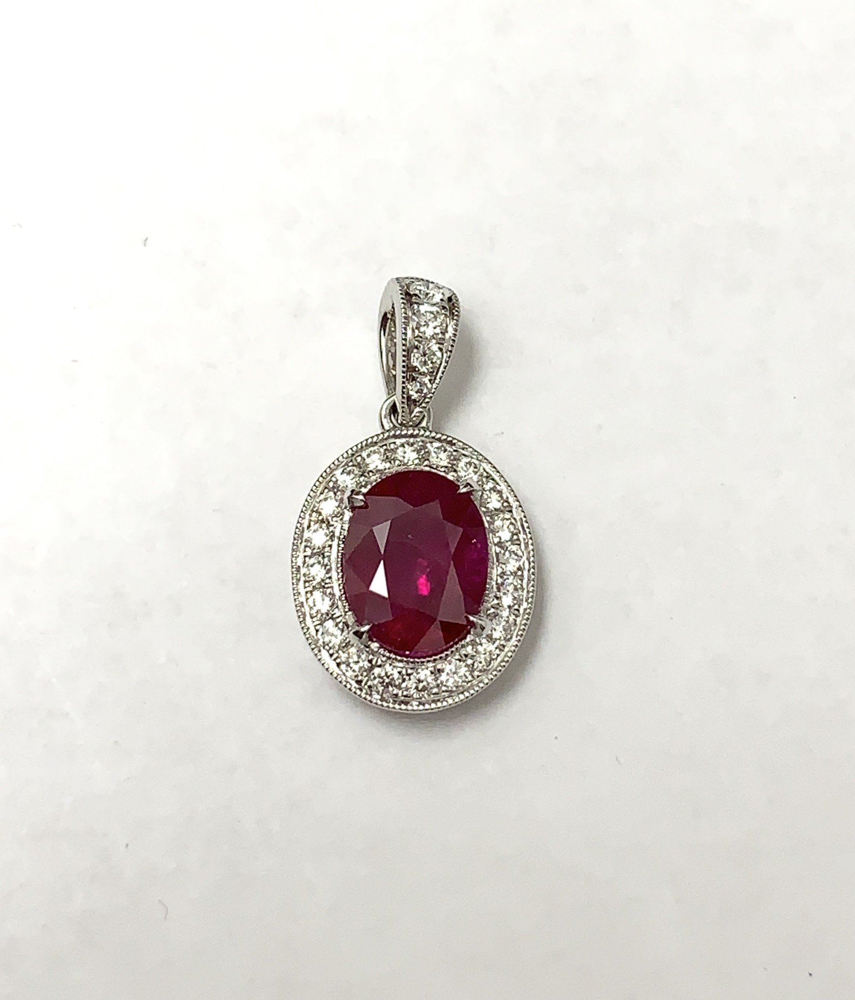 2.02ct Ruby & Diamond Pendant 18KW Forest of Jewels