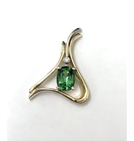 Green Tourmaline & Diamond Pendant