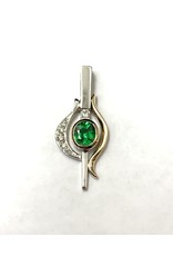 Tsavorite & Diamond Pendant 14KWY