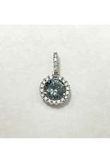 Montana Sapphire & Diamond Halo Pendant 14KW